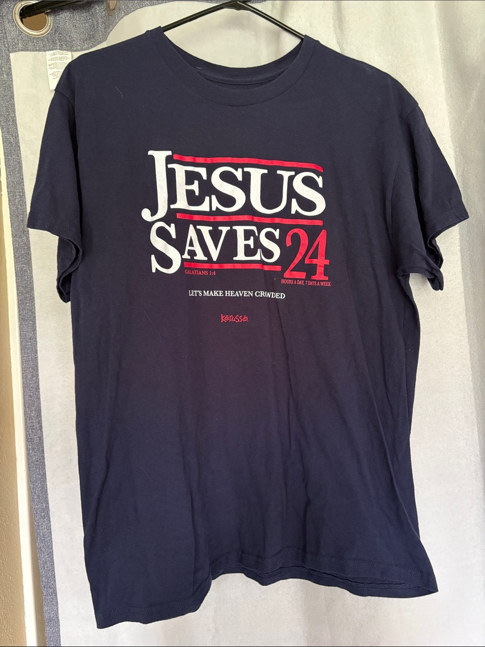 Kerusso Navy 'Jesus Saves 24' Graphic Short-Sleeve Tee